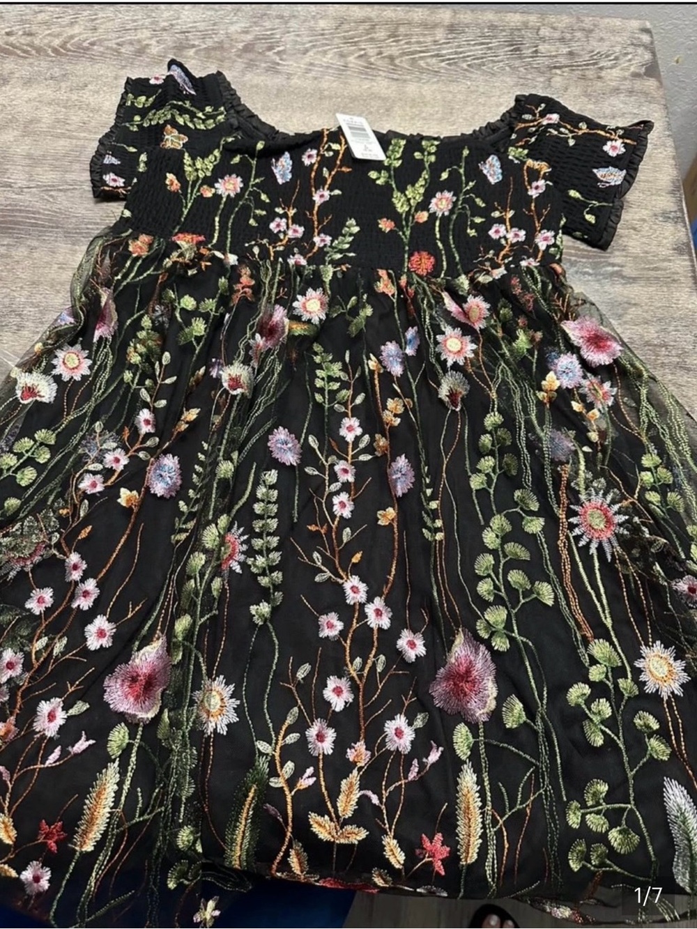 Torrid NWT Special Occasion Black Floral Embroidered Tea Dress - Picture 2 of 7